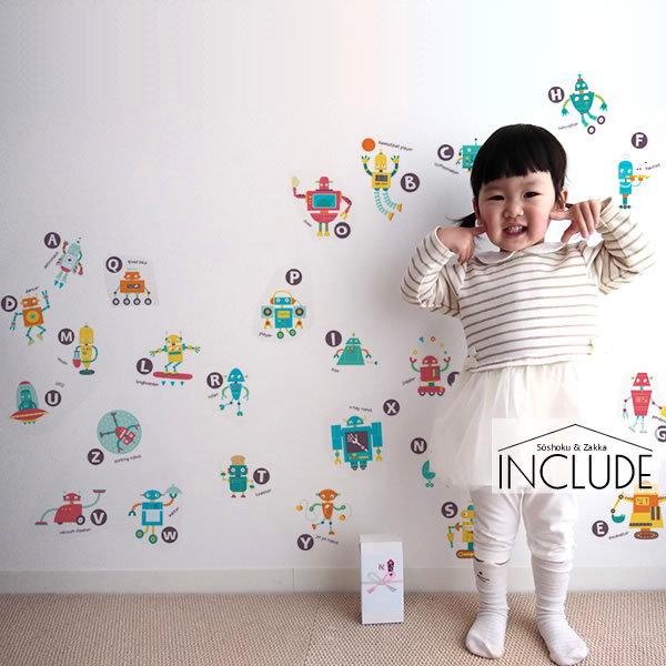 ウォールステッカー アルファベット 英語 ロボット メカ ステカセ ローマ字 キュート 楽しく勉強 教育 A-Z ABCDEFG |  | 02