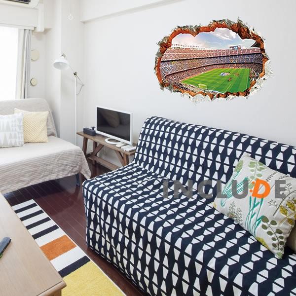 ウォールステッカー 壁 壁穴 破壊 サッカー サッカー場 競技場 スタジアム トリックアート 3D リアル イジる |  | 01