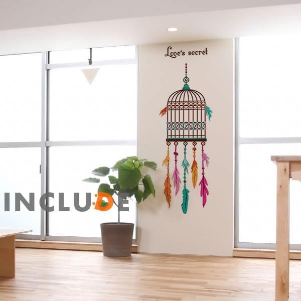ウォールステッカー バードケージ アイアン ネイティブ 鳥の羽 羽根 カラフルドリーベージュ |  | 01