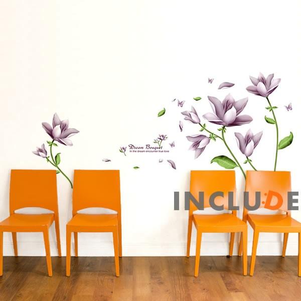 ウォールステッカー 花 紫 パープル フラワー 綺麗 花びら 男子より花 ヲールステッカー atm180057includeYSP