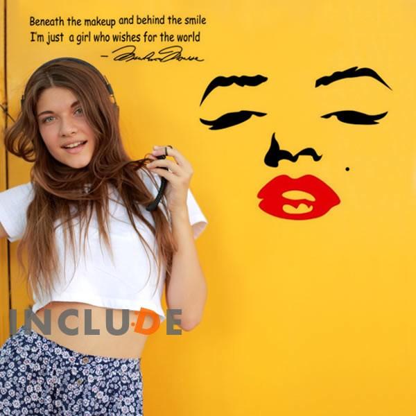 ウォールステッカー モンロー 女性 ノーマ・ジーン・モーテンソン ノーマ・ジーン・ベイカー ヒロイン セクシー SEXY 唇 ほ |  | 01