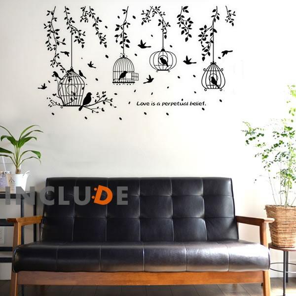ウォールステッカー 鳥 とり ツリー 清々しい 鳥かご さえずり しだれ トリバゴ | 