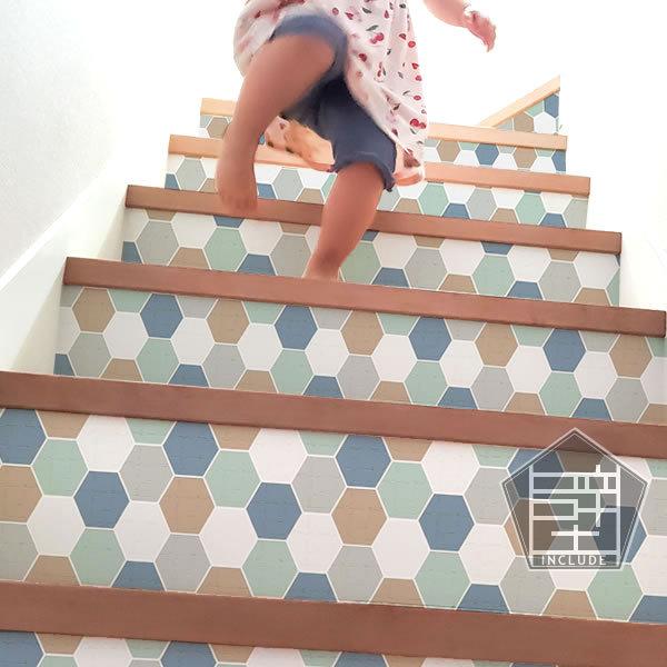 壁ステッカー ウォールステッカー ６枚セット タイル モザイクタイル ハチの巣 六角形 ハニカム構造 アースカラー 貼るだけタイル | 