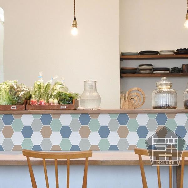 壁ステッカー ウォールステッカー ６枚セット タイル モザイクタイル ハチの巣 六角形 ハニカム構造 アースカラー 貼るだけタイル |  | 01