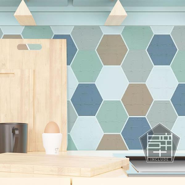 壁ステッカー ウォールステッカー ６枚セット タイル モザイクタイル ハチの巣 六角形 ハニカム構造 アースカラー 貼るだけタイル |  | 02