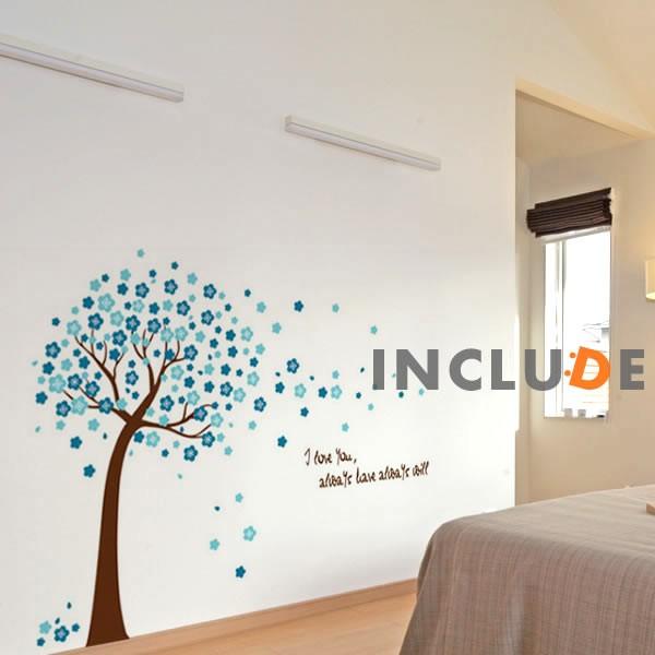 ウォールステッカー 青い花 ブルー 水色の花 蒼い 青桜 ブルーチップ 木 ツリー 花吹雪 |  | 01