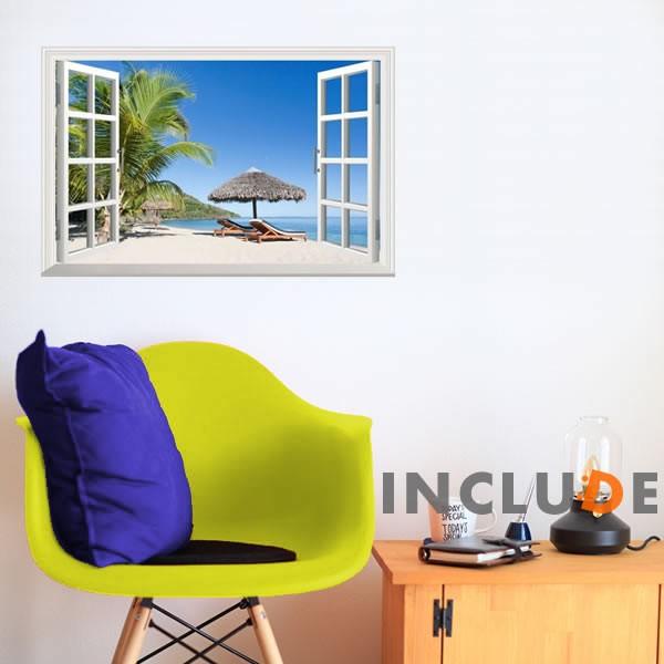 ウォールステッカー 窓ステッカー 人気の窓シリーズ 椰子 ヤシ 南国 ビーチ 夏 常夏 リゾート感 コロンビア モルディブ セイ | 