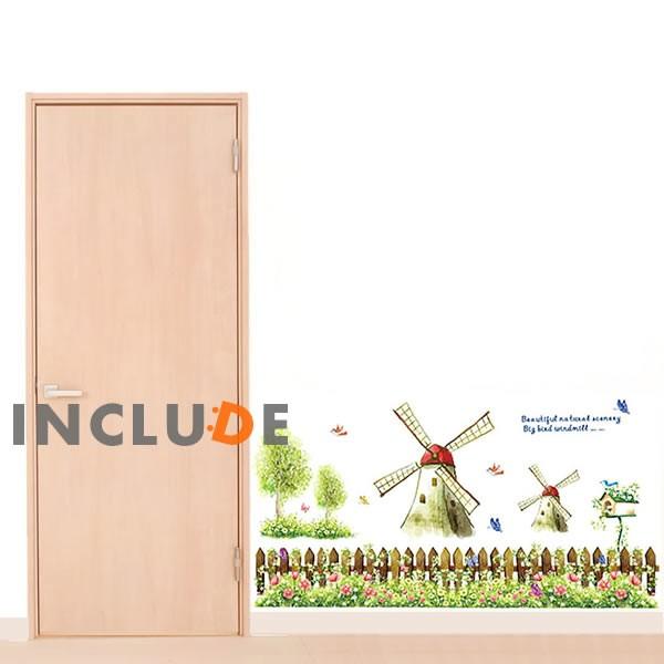 ウォールステッカー 風車ガーデン ガーデン オランダ 羽根車 花畑 貼ってはがせる 可愛い風車村 頼もしい トレードマーク |  | 01