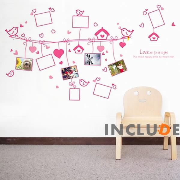 ウォールステッカー 写真を飾る ハート 写真飾り 花キューピット 壁に写真 写真を飾ろう 格安 ひよこ