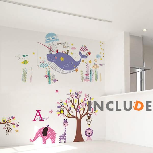 ウォールステッカー 動物 アニマル ライオン キリン ゾウ モンキー ドット 水玉 | 