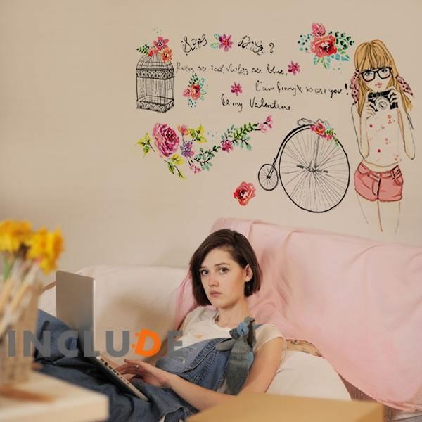 ウォールステッカー ローズ 薔薇 写真家 カメラ めがね女子 カメラ女子 ロゴ キュート かわいい 透明感 アニメ |  | 01