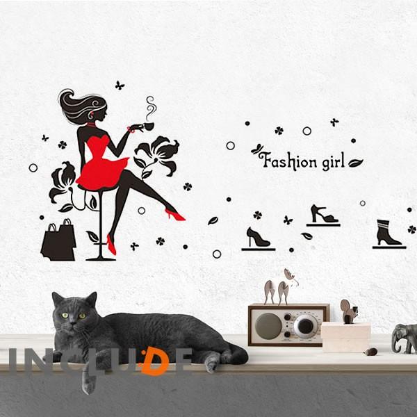 ウォールステッカー 脚組 赤いドレス 赤いワンピース ドレス 赤い靴 赤いパンプス ショッピング 自分へのご褒美 |  | 01