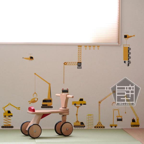 壁ステッカー ウォールステッカー はたらく車 工事車両 トラック クレーン ヘリコプター バルーン クローラクレーン 点検車 油圧ショベル |  | 01