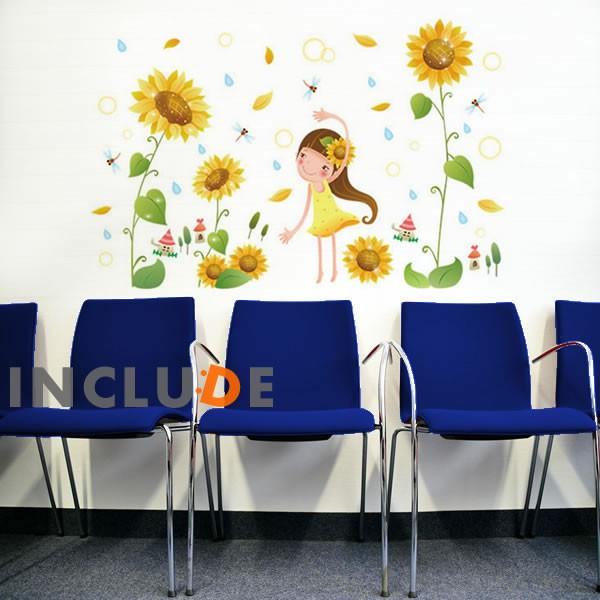 ウォールステッカー ひまわり 花 フラワー 向日葵 妖精 フェアリー 黄色 元気な女の子 キレイ 幸せまみれ |  | 01