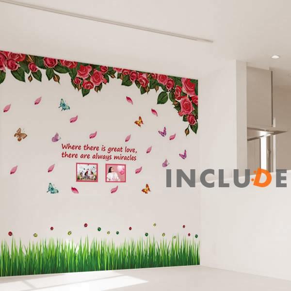 ウォールステッカー 花 赤い花赤色 薔薇の花 薔薇 情熱 写真入れ 母の日 荊棘 フラワー 綺麗 花びら 男子より花 | 