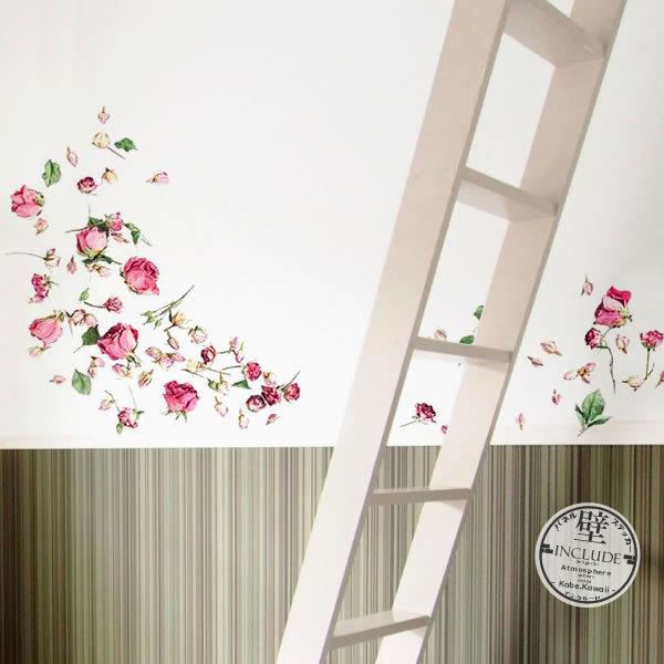 壁ステッカー ウォールシール 薔薇 バラ ローズ リーフ グリーン GREEN ガーデン 草 アートステッカー レイアウトフリー |  | 01