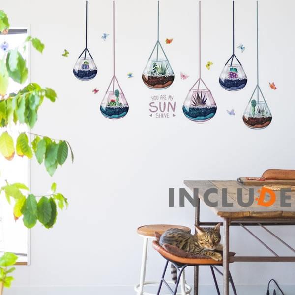 ウォールステッカー サボテン 多肉植物 プランター 吊るして飾る アンティーク 水栽培ガーデニング ハンギングバスケット |  | 01