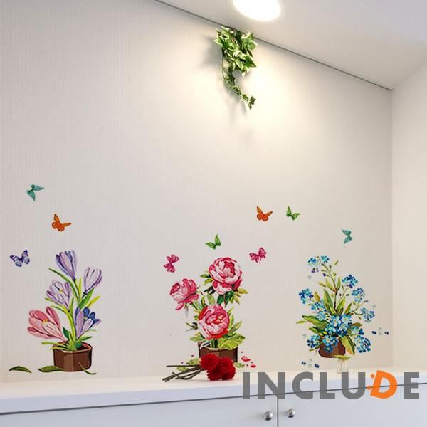 ウォールステッカー 薔薇 バラ 赤い花 青い花 プランツ 花壇 花瓶 楽しい 部屋が明るくなる 華やか 気分転換 いいね フィル |  | 01
