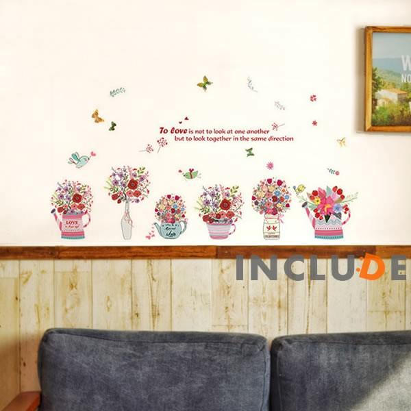 ウォールステッカー  薔薇 バラ 赤い花 青い花 いろんな花 フラワー 雑貨 花壇 花瓶 楽しい 部屋が明るくなる 気分転換 い |  | 01