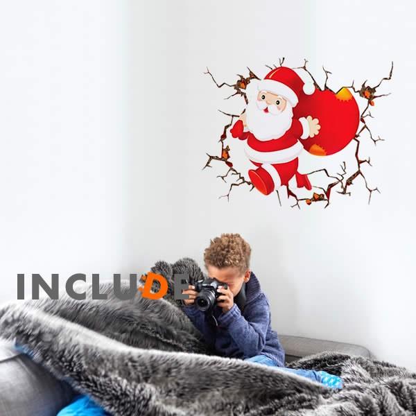 ウォールステッカー メリークリスマス サンタさん プレゼントを持ってきた 壁を壊す トリックアート 冬 ウインター クリスマス Xmas kawaii ロゴ かわいい |  | 01