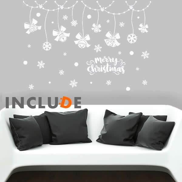 ウォールステッカー ガラスフィルム ウィンドウフィルム メリークリスマス オーナメント リボン ベル 吊るして飾る ガーランド |  | 01