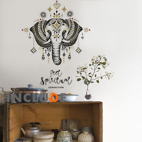 ウォールステッカー ウ 象 ガネーシャ ガナパティ 象の頭をもった神 除災厄除 財運向上 智慧 学問の神 シヴァ パールヴァティ | 