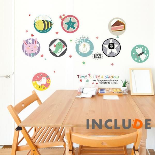 ウォールステッカー 丸い絵 カラフル レインボー ロゴ お皿に絵 オリジナル ジムボバート風 BEE 蜂 星 兎 魚 傘 蝶 ひ |  | 01