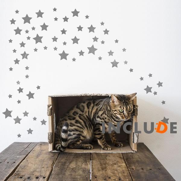 ウォールステッカー 星 スター シルバー 銀色 大きい星 小さい星 星がいっぱい 天体観測 星印 アレンジ可能 宇宙に散らばる |  | 01