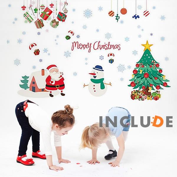 壁シール サンタクロース サンタさん トナカイ 雪だるま ジングルベル たのしい クリスマス おじいさん 妖精 かわいい | 