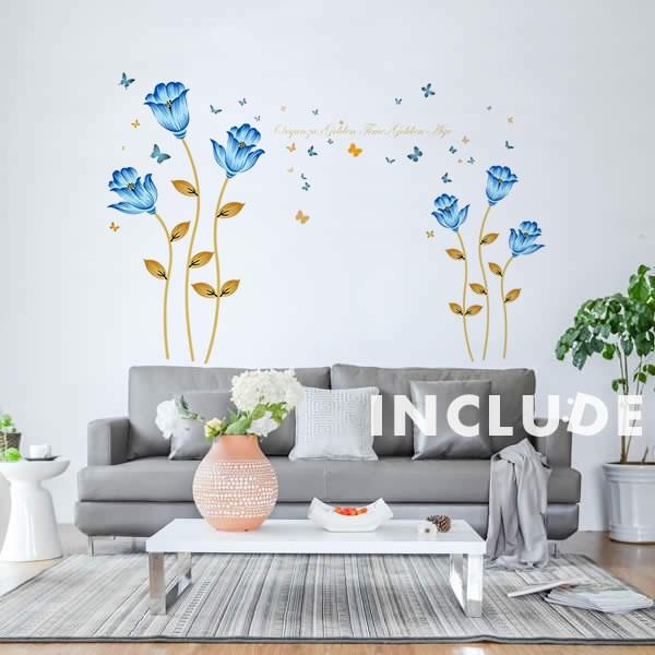 壁シール ブルー 青い花 神秘的 きれいな花 一目惚れ 美しい やさしい 癒し kawaii かわいい 子供が喜ぶ | 
