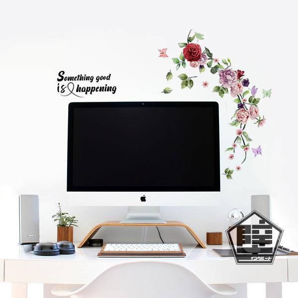 壁ステッカー ウォールステッカー 薔薇 バラ 牡丹 赤い花 プランツ リーフ フレーム メッセージ ツバキ ウェルカムボード タイトル枠 |  | 02