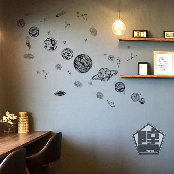壁ステッカー ウォールステッカー 宇宙 太陽系 水星 金星 地球 火星 木星 土星 天王星 海王星 冥王星 水金地火木土天冥海 銀河 天の川 |  | 02
