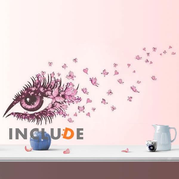 ウォールステッカー アイメイク 花 美的 雑誌表紙 美まつげ 蝶 eye 目 上品 大人メイク インパクト ナチュラルな美しさ | 