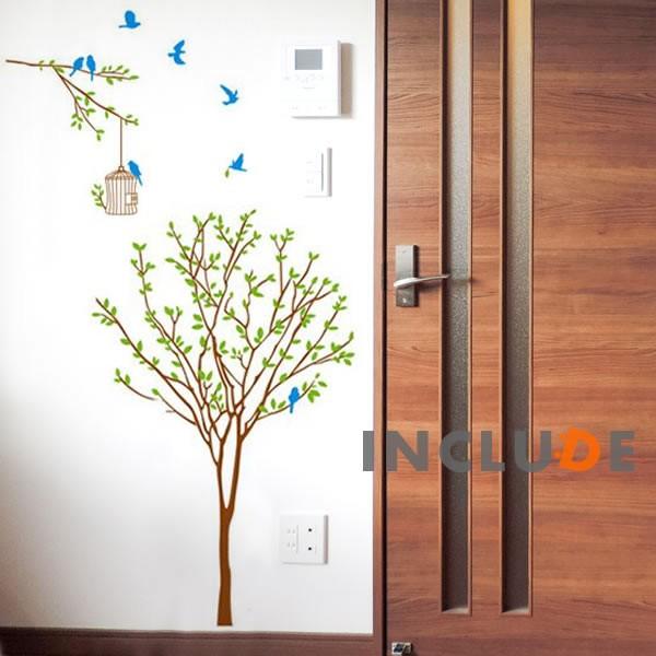 ウォールステッカー 木 ツリー 青い鳥 小鳥 鳥かご 鳥ケージ 春 夏 爽やか ブルーバード 暖か 可愛い おしゃれ ドレスアッ |  | 01