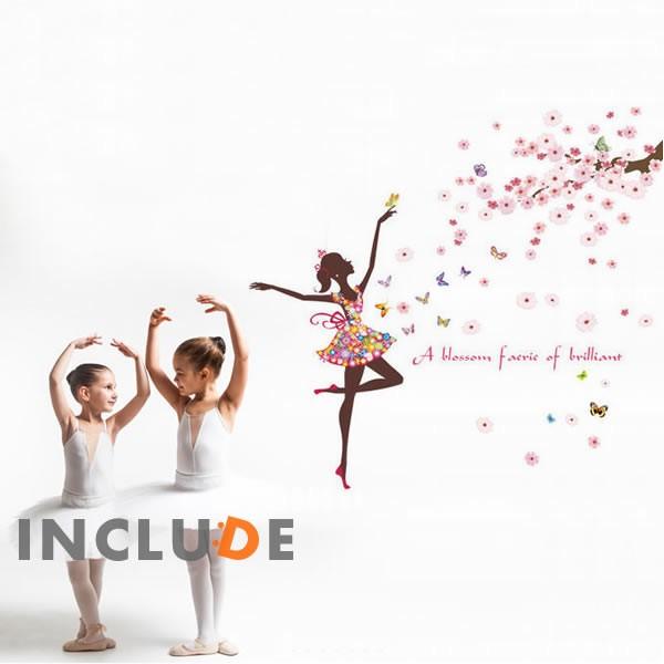 ウォールステッカー バレリーナ 花 エレガント ホライズン ビューティー 桜 桃 sakura モモ 桃源郷 タヒチアンダンス | 