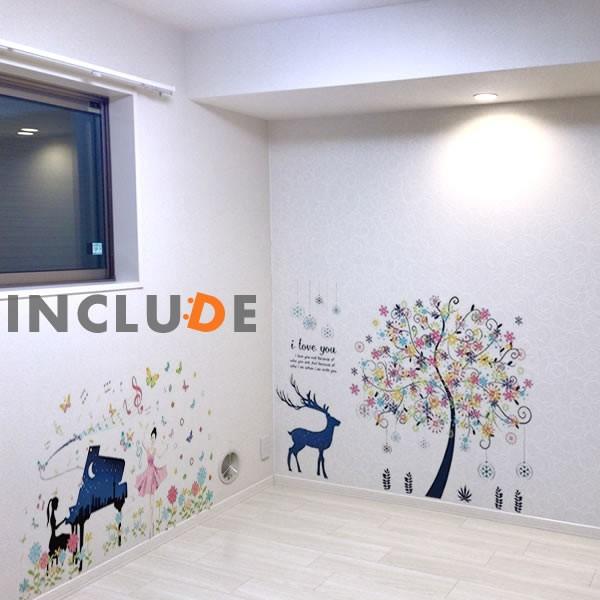 ウォールステッカー 型ステッカー ３枚セット 鹿 バレリーナ 花 エレガント ピアノ ビューティー 妖精 フェアリー メロディー |  | 01