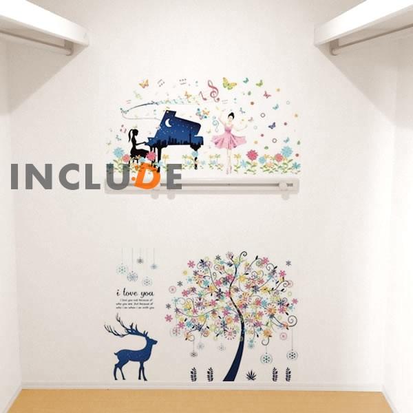 ウォールステッカー 型ステッカー ３枚セット 鹿 バレリーナ 花 エレガント ピアノ ビューティー 妖精 フェアリー メロディー |  | 02