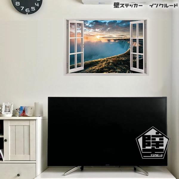 壁ステッカー ウォールステッカー ナイアガラの滝 アメリカ滝 ブライダルベール滝 窓 北米 立体 ウッド 海岸 プライベート |  | 01