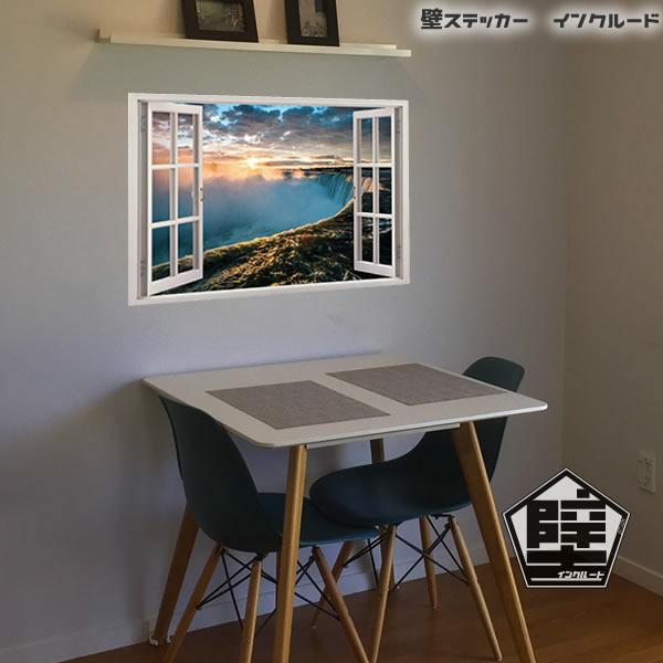 壁ステッカー ウォールステッカー ナイアガラの滝 アメリカ滝 ブライダルベール滝 窓 北米 立体 ウッド 海岸 プライベート |  | 02