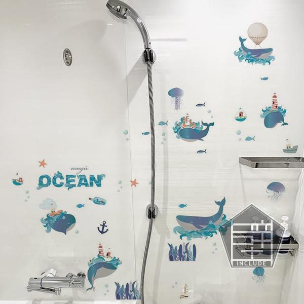 ウォールステッカー 海 クジラ 魚 クラゲ 海月 くじら オーシャン OCEAN お風呂 トイレ 夏休み 北欧 壁ステッカー |  | 01
