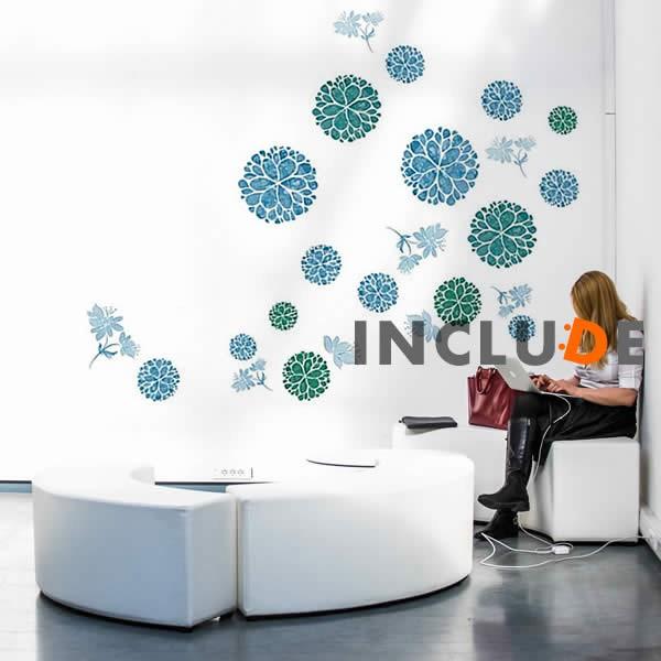 ウォールステッカー 花 フラワー シック モダン ダマスク グリーン リーフ ステッカー 植物 和風 和室 和柄 お正月 木 青い 緑 ドット 模様 Atm Includeysp 通販 Yahoo ショッピング