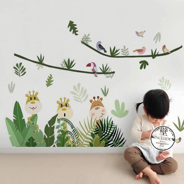 限定品 壁ステッカー ウォールステッカー 木 ツリー モノクロ モノトーン オオハシ キリン 観葉植物 熱帯 キッズ リーフ 葉っぱ グリーン系 |  | 01