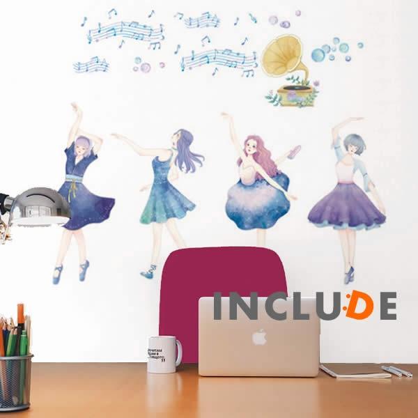 壁ステッカー ウォールステッカー ダンサー バレリーナ 女性 レコード 音楽 コンテスト SHOW バトル |  | 01