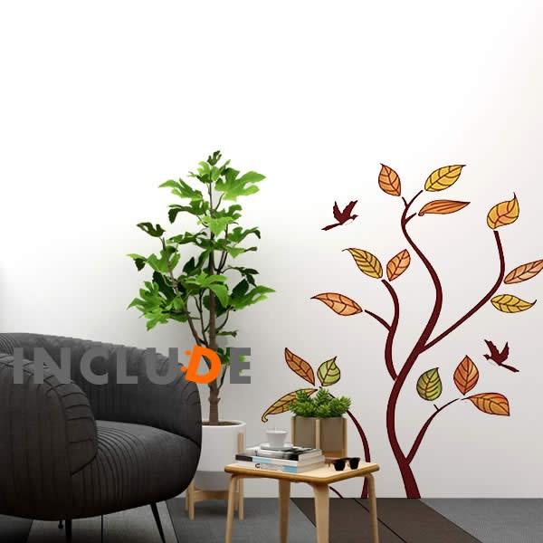 ウォールステッカー 木 ツリー 葉 葉脈 網目状 モノトーン リーフ モダン カフェ 壁画 ストーリー 燕 ツバメ 飛燕 茶系 |  | 01