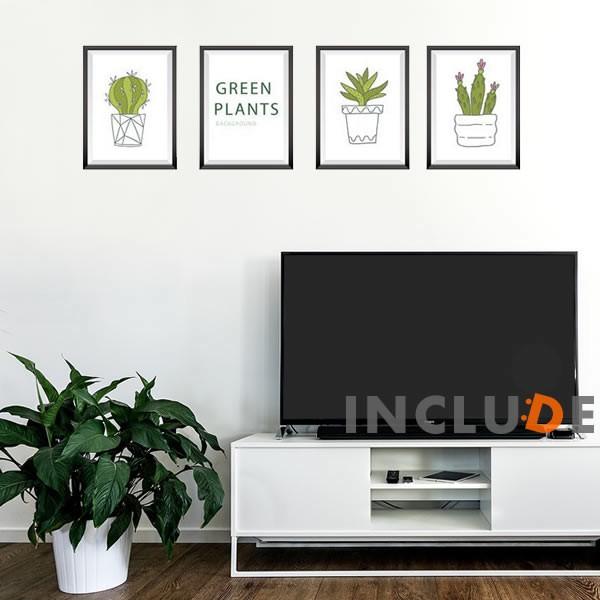 ウォールステッカー サボテン セダム プラグ 多肉植物 葉 リーフ ぷにぷに 4枚セット ウォールアート トリックアート | 