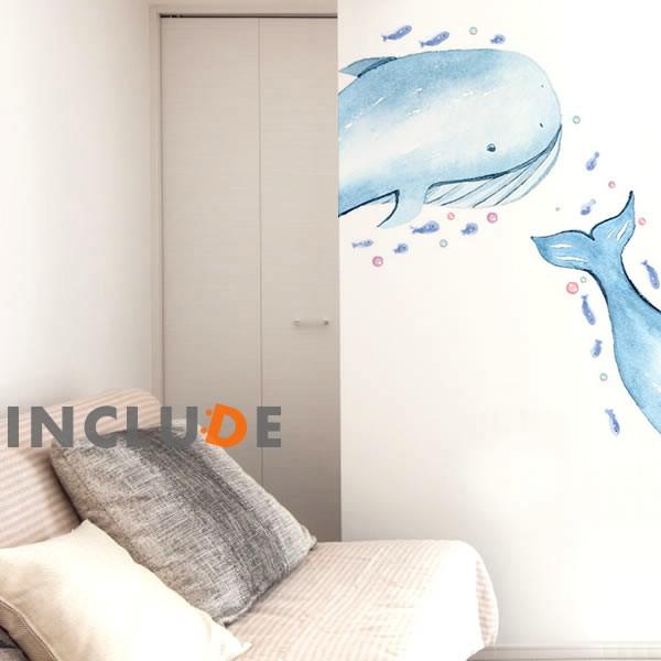 ウォールステッカー クジラ 鯨 ホエール パステル 動物 ブリーチング かわいい メルヘン 水彩風 海中 癒し系 浴室 バスルー |  | 01