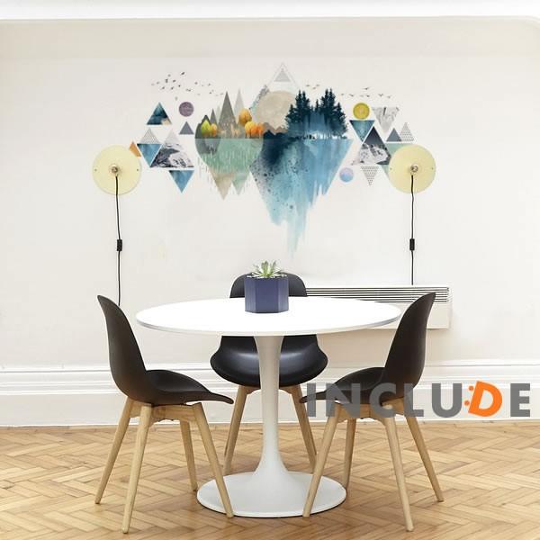 ウォールステッカー ファンタジー シルエット 幻想的な絶景 空想 山 森 林 三角 シカ 神秘 水面に映る 超自然的 想像 空想 |  | 01