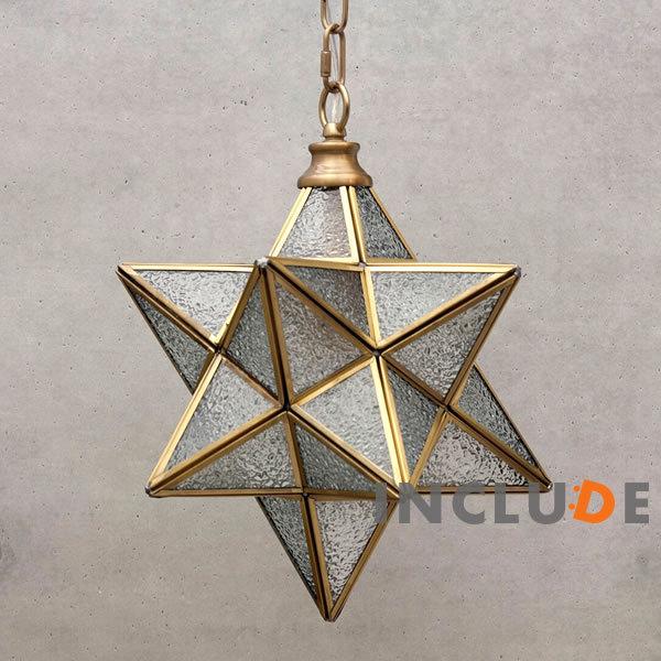 星形 スター ペンダントランプ 吊照明 吊り下げ ウォールライトウォールランプ 真鍮 1灯 LED レトロ ヴィンテージ ブラケット |  | 01