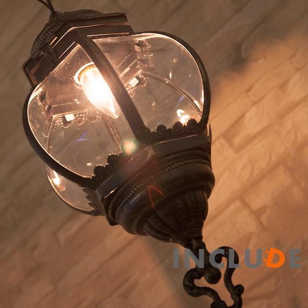 ペンダントランプ 吊照明 吊り下げ ウォールライト ウォールランプ オリエンタル アイアン アンティークブラウン 1灯 LED |  | 02