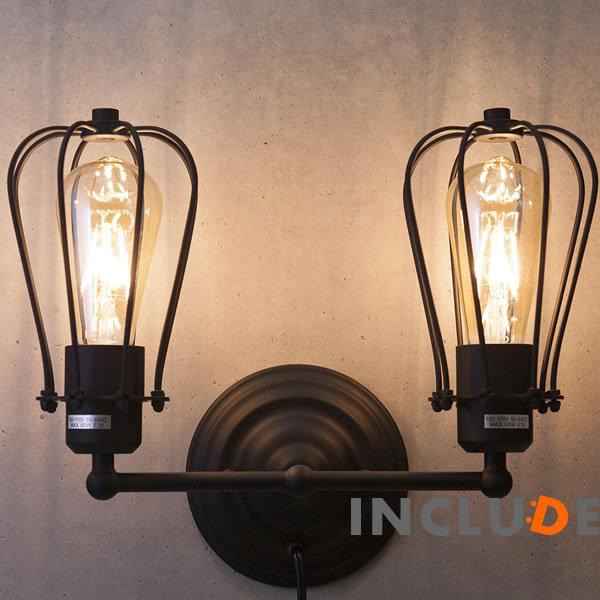 アイアン 真鍮 ガラス ブラケット 壁照明 2灯 LED ウォールライト ウォールランプ レトロ シーリングライト ヴィンテージ |  | 05